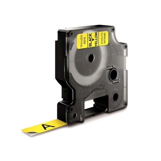Etiquetas poliéster negro sobre amarillo 12mm x 7m compatibles LabelManager/LabelWriter 450 DUO