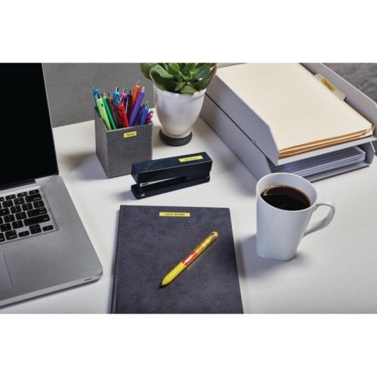 Etiquetas poliéster negro sobre amarillo 12mm x 7m compatibles LabelManager/LabelWriter 450 DUO