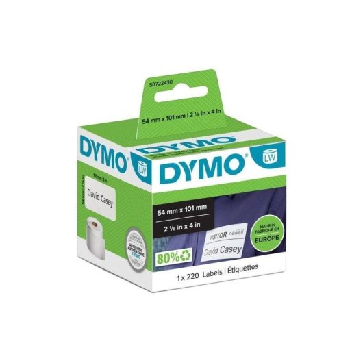 Etiquetas autoadesivas brancas 54x101mm DYMO LabelWriter 220 unidades
