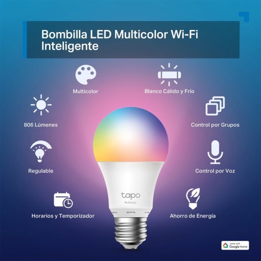 Ampoule Intelligente TP-Link Multicolore Wi-Fi 2.4 E27 806 lm 2500 à 6500 K