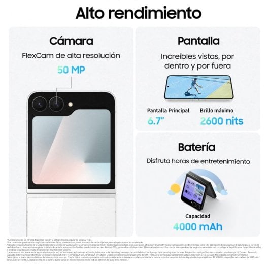 Samsung Galaxy Z Flip7 FE 8GB/256GB Dobrável com Galaxy AI Branco (Versão Importada UE)