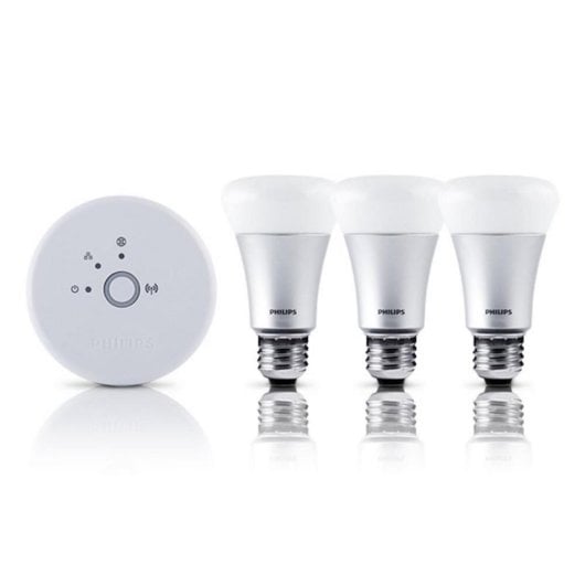 Kit bombillas inteligentes A19 RGBW 9W, control ZigBee, app, set de 3 unidades