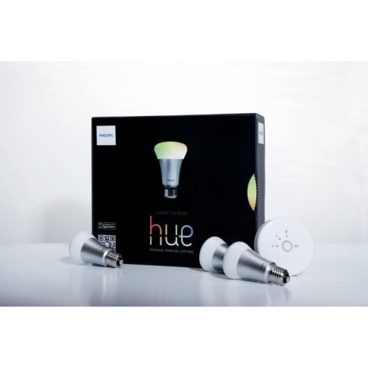 Kit bombillas inteligentes A19 RGBW 9W, control ZigBee, app, set de 3 unidades