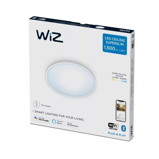 Luz de Teto Inteligente LED 16W Wi-Fi/Bluetooth, 1500lm, Branco, Metal, Regulável, 2700K-6500K