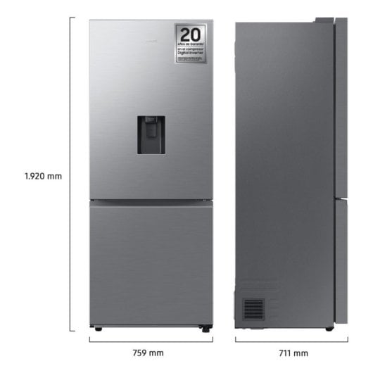 Frigorífico Samsung Series 8 RB50DG632ES9EF Combinado 192cm 505L E Inox SpaceMax No Frost WiFi