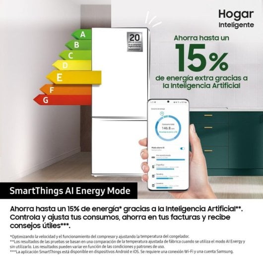 Frigorífico Samsung Series 8 RB50DG632ES9EF Combinado 192cm 505L E Inox SpaceMax No Frost WiFi