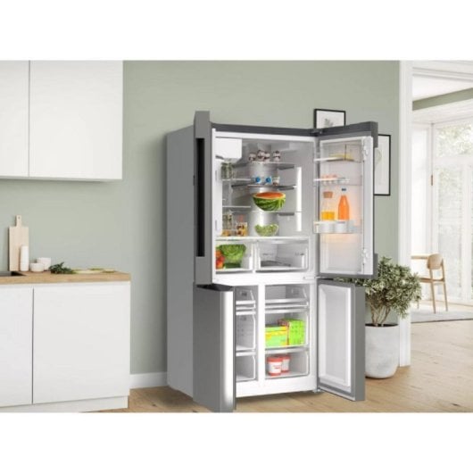 Frigorífico Bosch Americano 183cm 574L E Prateado Dispensador Água/Gelo No Frost MultiAirFlow LED