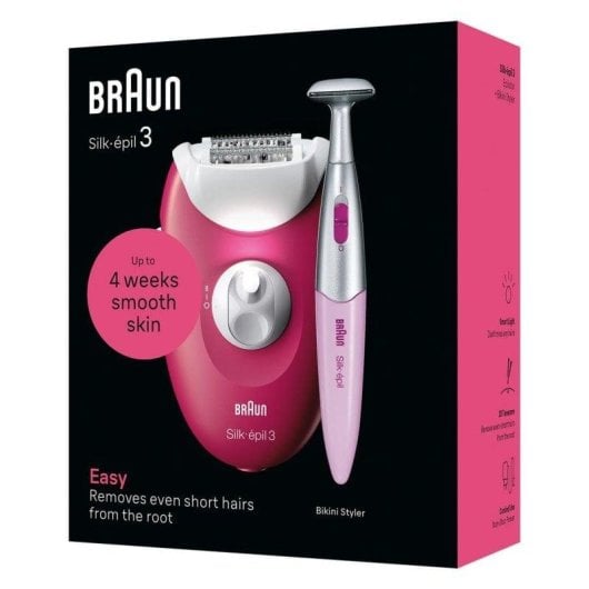 Depiladora Elétrica Braun Silk-épil 3 3-202 20 Pinças Massagem AC Berry