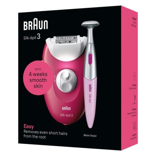 Depiladora Elétrica Braun Silk-épil 3 3-202 20 Pinças Massagem AC Berry