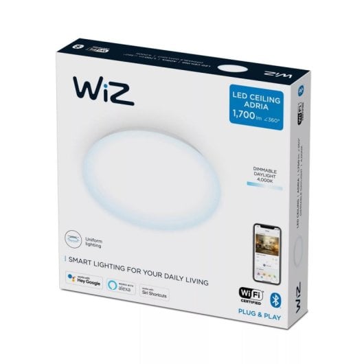 WiZ Adria 17W, Lumière de plafond intelligente, Wi-Fi/Bluetooth, Blanc, LED