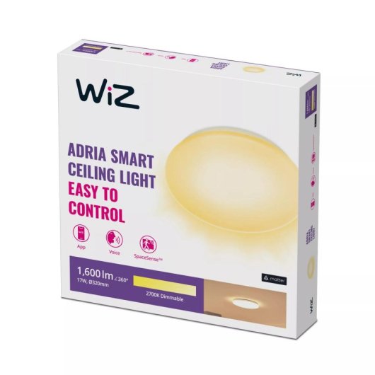 WiZ Adria techo 17 W Bluetooth blanco LED, 2700K, metal, IP20, regulable