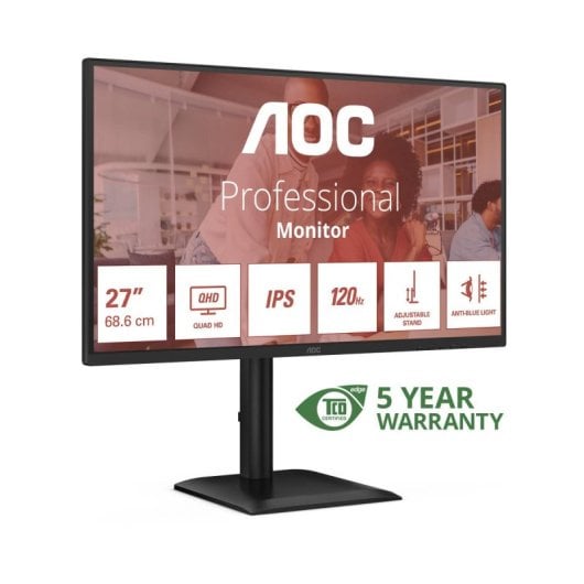 Monitor AOC Q27E4U 27" Quad HD 2560x1440 120Hz IPS Flicker-Free Low Blue Light