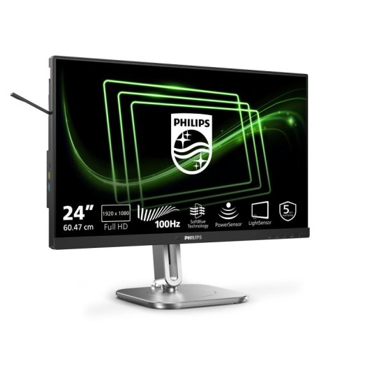 Monitor Philips 24B2G5200/00 23.8" FullHD 100Hz IPS USB 3.2 Altavoces Ajuste Altura VESA Antracita