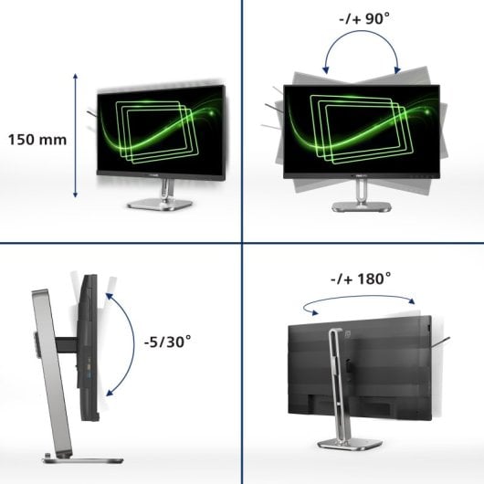 Monitor Philips 24B2G5200/00 23.8" FullHD 100Hz IPS USB 3.2 Altavoces Ajuste Altura VESA Antracita