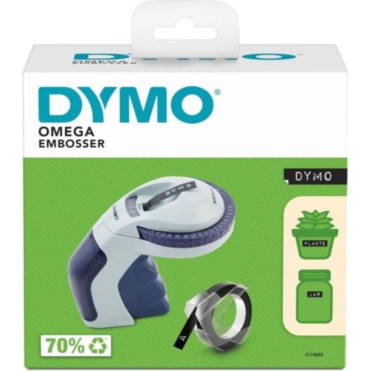 Rotuladora em relevo DYMO Omega com roda de 49 caracteres e etiquetas coloridas