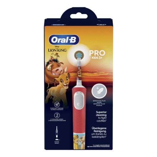Cepillo de dientes eléctrico Oral-B Kids Vitality Pro, 2 modos, temporizador 2 min, batería integrada, rojo/multicolor