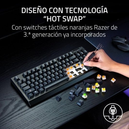 Teclado mecánico Razer BlackWidow V4 Tenkeyless HyperSpeed Layout ES inalámbrico RGB hot swap