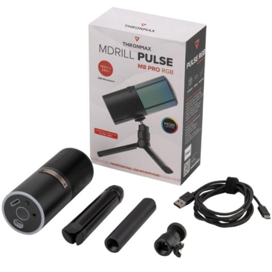 Micrófono Thronmax M8P USB cardioide con luces RGB para streaming y podcast