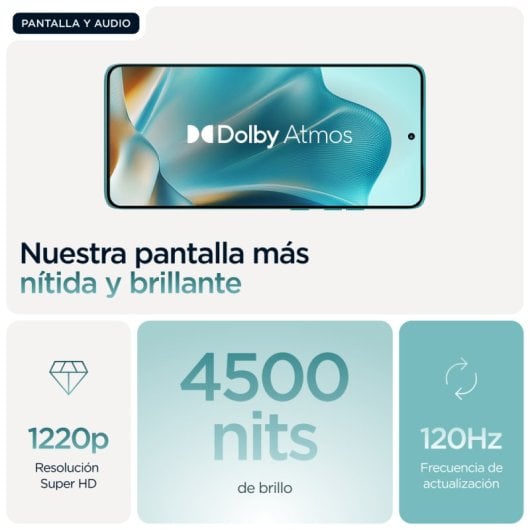 Smartphone Motorola Edge 60 Fusion 5G 8GB 256GB Pantalla pOLED 6.67" TurboPower 68W Turquesa