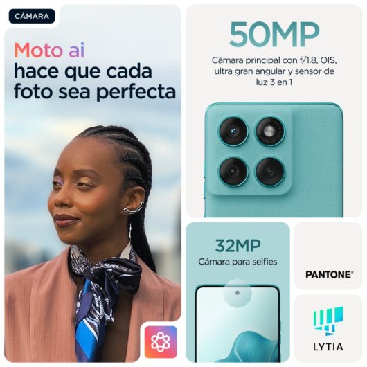Smartphone Motorola Edge 60 Fusion 5G 8GB 256GB Pantalla pOLED 6.67" TurboPower 68W Turquesa