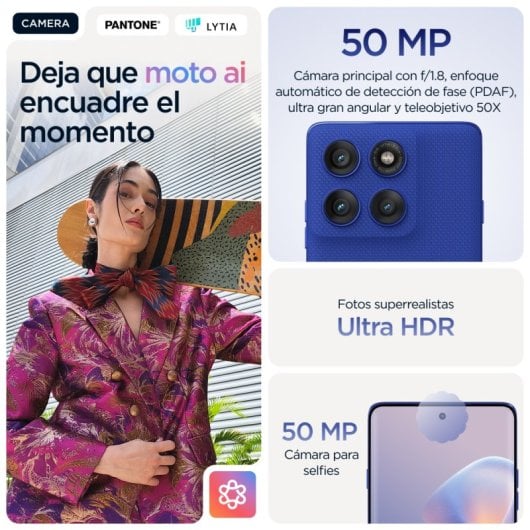 Smartphone Motorola Edge 60 Pro 5G 12GB 512GB Pantalla pOLED 6.67" IP69 Azul