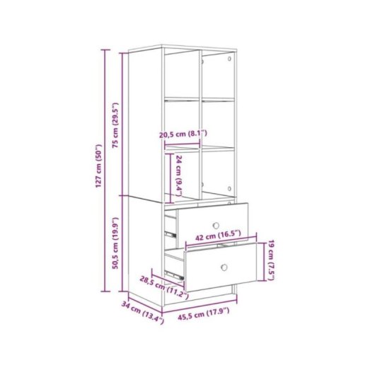 Escritorio modular Norris roble Sonoma con estantería reversible, 2 cajones y 6 compartimentos