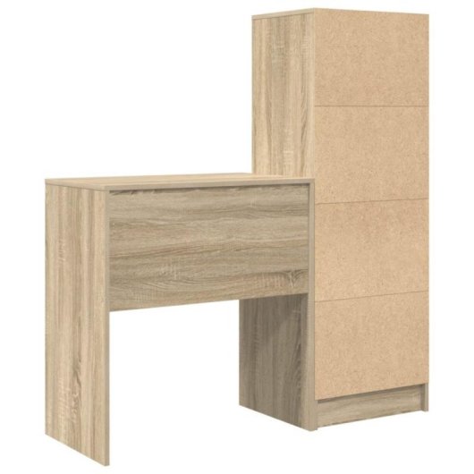 Escritorio modular Norris roble Sonoma con estantería reversible, 2 cajones y 6 compartimentos