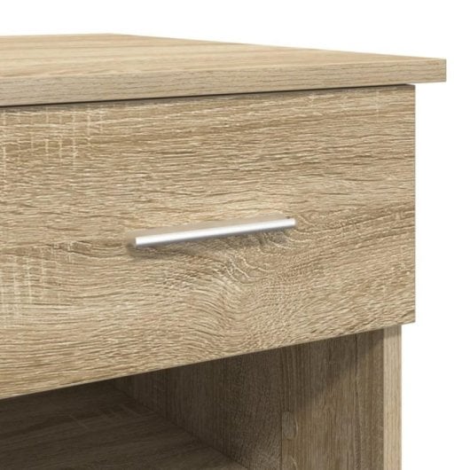 Escritorio Fang blanco compacto, tablero resistente, 1 cajón y estantería lateral