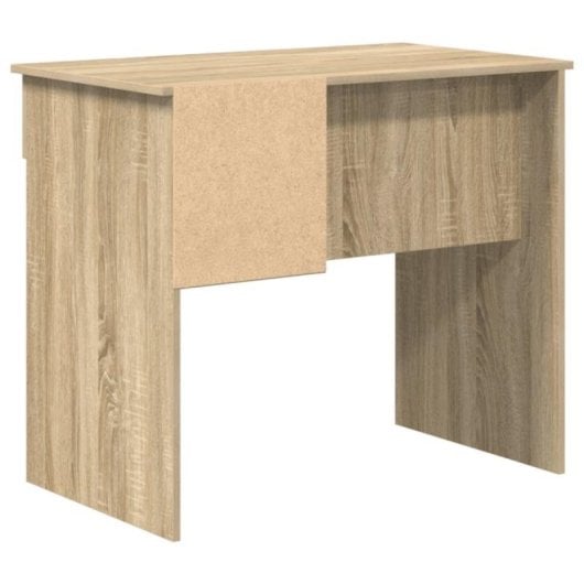 Escritorio Fang blanco compacto, tablero resistente, 1 cajón y estantería lateral