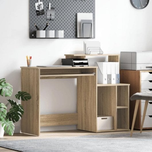 Secretária Magali MDF Branco Minimalista com Armazenamento e Design Reversível