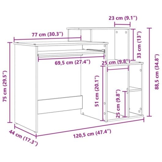 Secretária Magali MDF Branco Minimalista com Armazenamento e Design Reversível