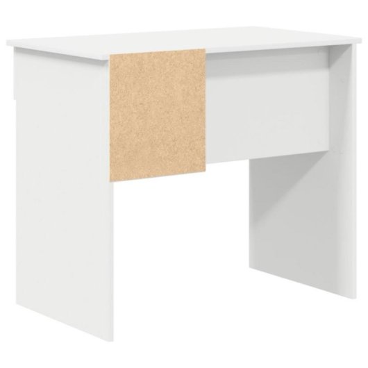 Escritorio Fang blanco con cajón integrado y estantería lateral, compacto y resistente