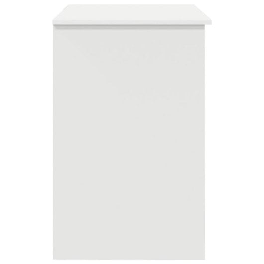 Escritorio Fang blanco con cajón integrado y estantería lateral, compacto y resistente