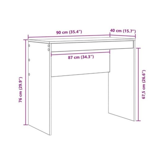 Escritorio Arnold MDF roble sonoma con estantería reversible, 6 compartimentos y 2 cajones