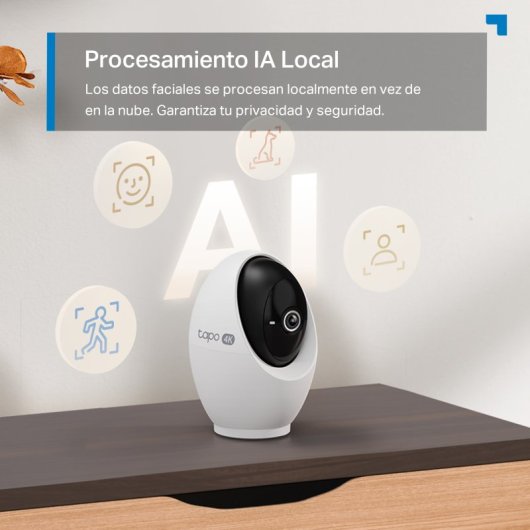 Tapo C260 Cámara de Vigilancia 360º Interior, 4K 8MP, Detección IA Gratuita Avanzada, Reconocimiento Facial, Visión Noct