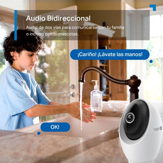 Tapo C260 Cámara de Vigilancia 360º Interior, 4K 8MP, Detección IA Gratuita Avanzada, Reconocimiento Facial, Visión Noct