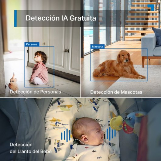 Tapo C260 Cámara de Vigilancia 360º Interior, 4K 8MP, Detección IA Gratuita Avanzada, Reconocimiento Facial, Visión Noct