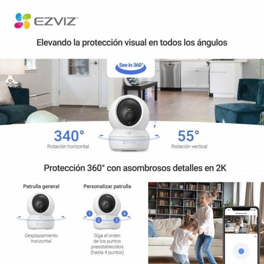 Cámara IP EZVIZ H6c Pro 2K 2304x1296 Auto-seguimiento visión nocturna WiFi Ethernet