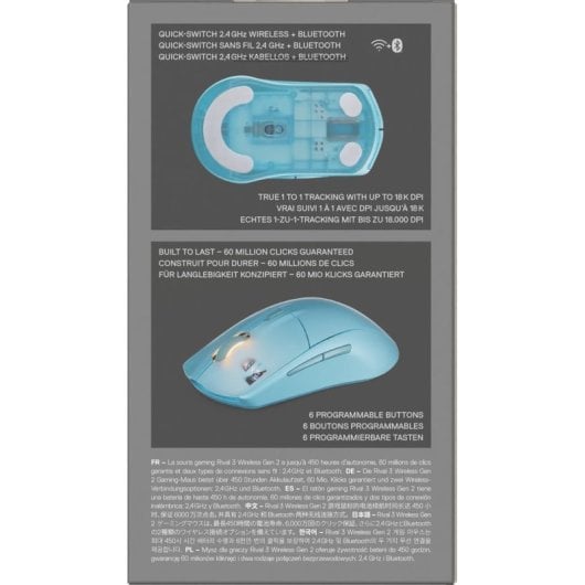 Souris de jeu sans fil SteelSeries Rival 3 Gen 2 18 000 DPI RGB 6 boutons Aqua
