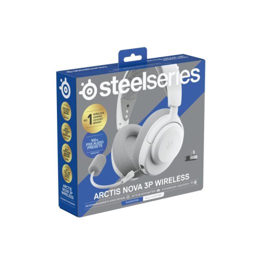 Auriculares SteelSeries Arctis Nova 3P inalámbricos con micrófono extraíble y cancelación de ruido blancos