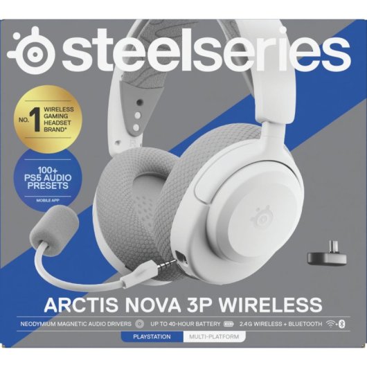 Auriculares SteelSeries Arctis Nova 3P inalámbricos con micrófono extraíble y cancelación de ruido blancos