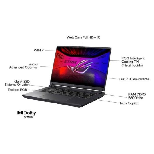 Portátil ASUS ROG Strix G16 G615JPR-S5003 16" Intel Core i7-14650HX 32GB 1TB SSD RTX 5070 Sem SO