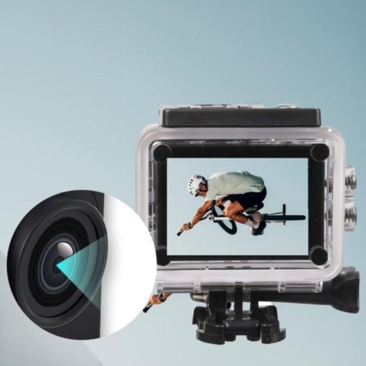 Cámara deportiva 4K Ultra HD, sensor CMOS 8 MP, Wi-Fi, pantalla LCD 2", sumergible 40 m, batería 1050 mAh, MicroSD hasta