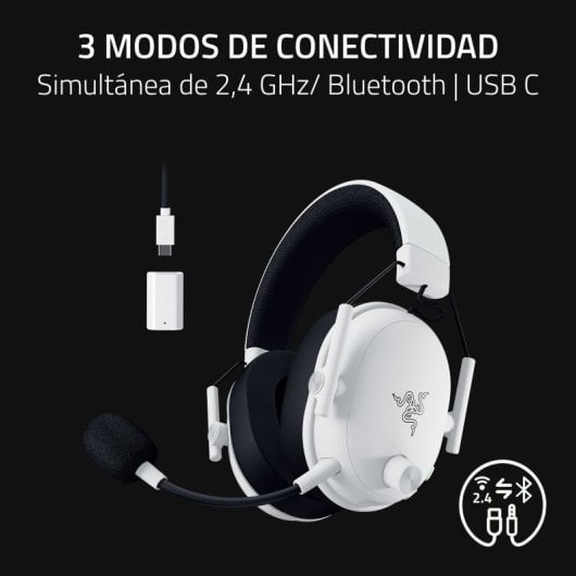 Razer BlackShark V3 Headset Sem Fios HyperSpeed com Áudio THX Branco