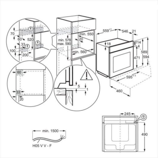 Horno eléctrico AEG OS6PB51AM 71L Inox con sonda térmica, AirFry y limpieza pirolítica