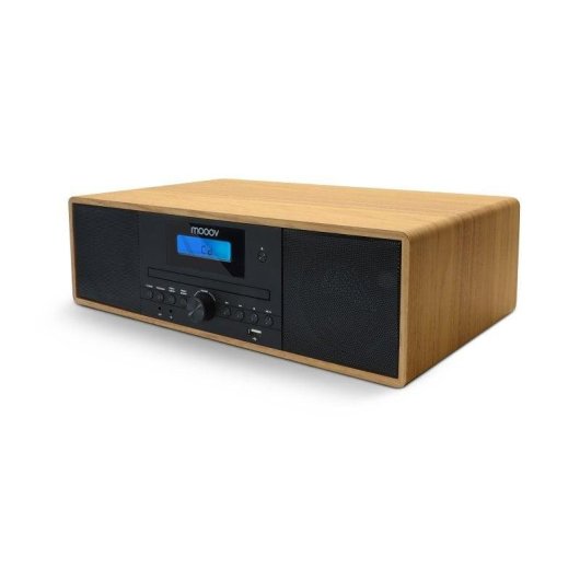 Microcatena Mooov 50W RMS Bluetooth 5.3 Radio FM Lettore CD Effetto Legno