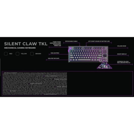 Teclado mecánico PREYON Silent Claw TKL Layout ES RGB Gateron Pro 3.0 inalámbrico