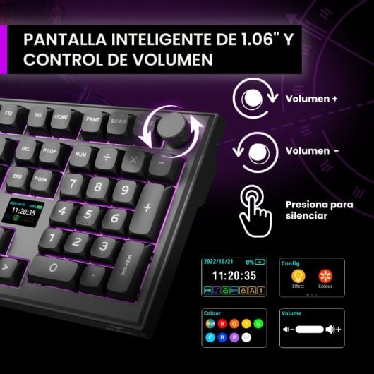 Teclado mecánico PREYON Silent Claw Layout ES RGB triple conexión pantalla inteligente