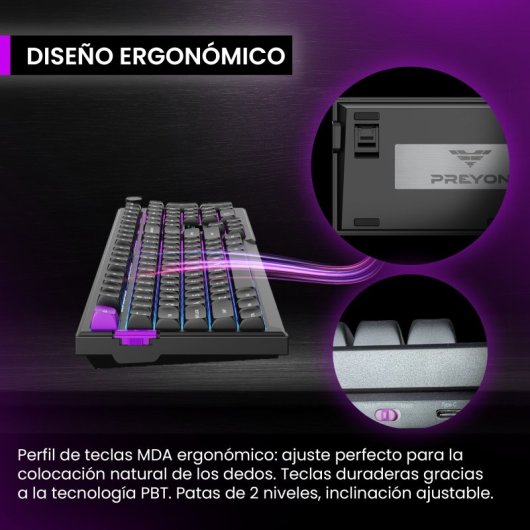 Teclado mecánico PREYON Silent Claw Layout ES inalámbrico RGB pantalla inteligente