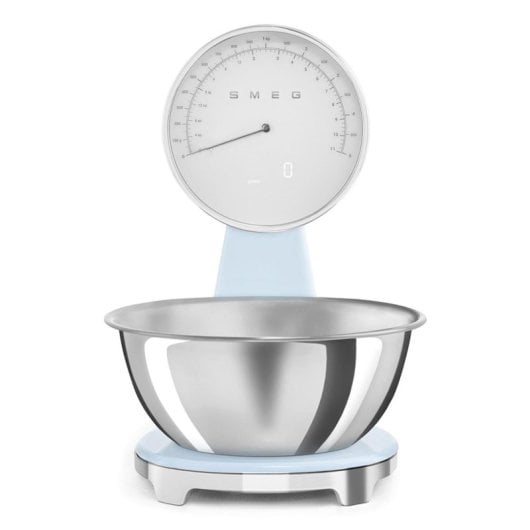 Smeg KSF01PBWW Elektronische Küchenwaage 5 kg, 1 g, Blau, Analog/LCD, Lithium-Ion Akku